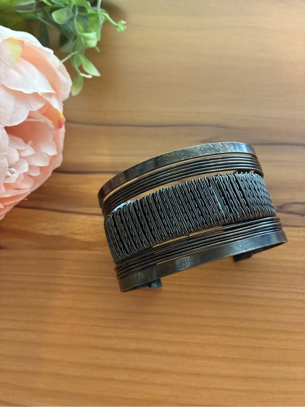 Wide Metal Cuff Bracelet in Dark Gunmetal